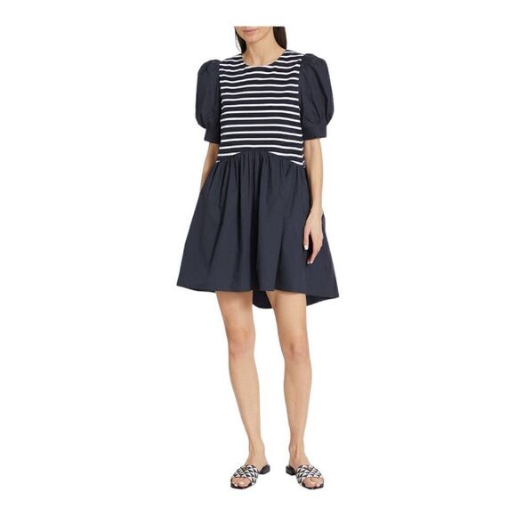 English Factory Navy Blue and White Striped Minidress Size Small - Picture 1 of 8
